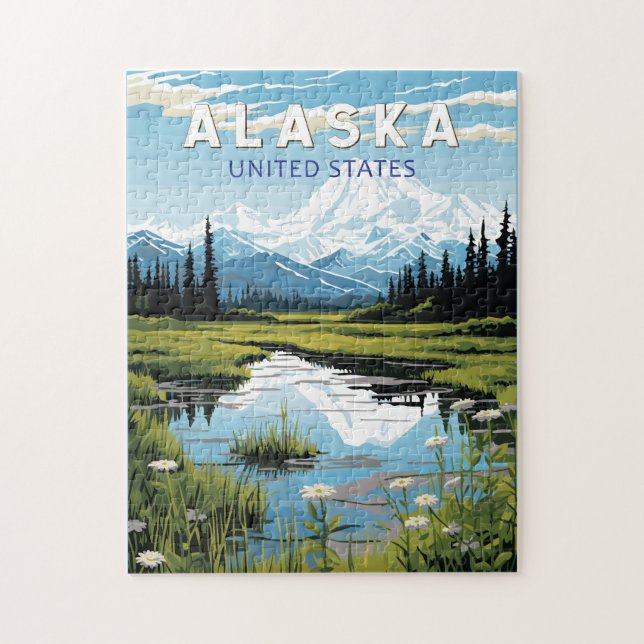 Alaska Travel Art Vintage Jigsaw Puzzle (Vertical)
