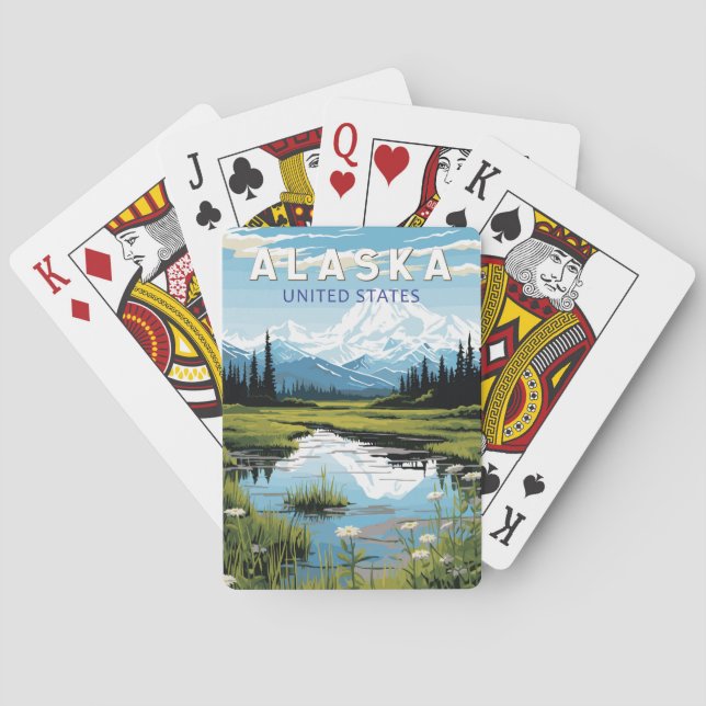 Alaska Travel Art Vintage Playing Cards (Back)