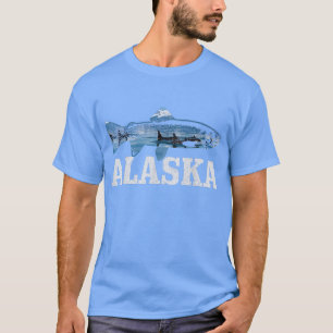 Alaska Trout Salmon Fly Fishing Fish Orca Whale Na T-Shirt