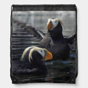 Alaska Tufted puffins Drawstring Bag