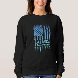 Alaska US Flag Mushing Sled Dogs Husky Musher Sweatshirt