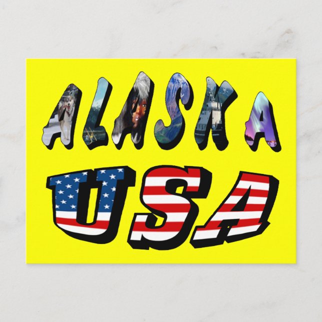 Alaska USA American Flag Travel Picture Quote Text Postcard (Front)