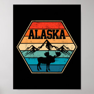 Alaska Usa Mountain Hiking Vintage Retro Gift Poster