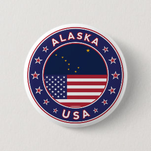 Alaska, USA States 6 Cm Round Badge