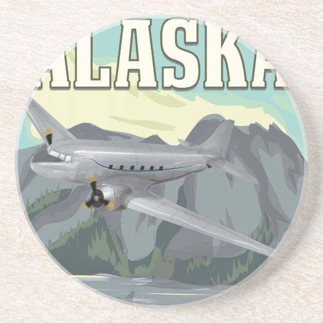 Alaska Vintage Travel Poster Coaster (Front)