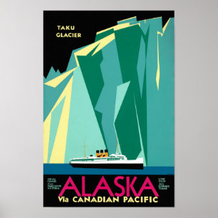 Alaska Vintage Travel Poster Restored