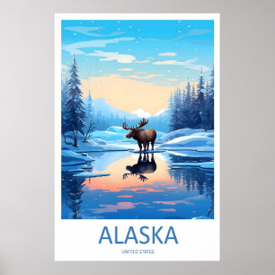 Alaska Vintage Travel Poster Ski National Park