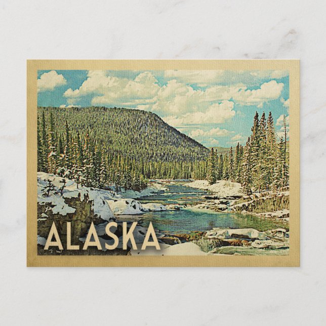 Alaska Vintage Travel Snowy Winter Nature Postcard (Front)
