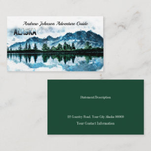 Alaska Watercolor Mountain Landscape Adventure Business Card