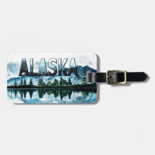 Alaska Watercolor Mountain Landscape Luggage Tag