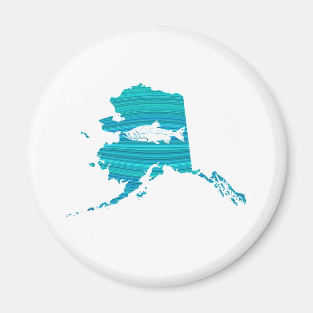Alaska Wave Salmon Fishing Magnet (Front)