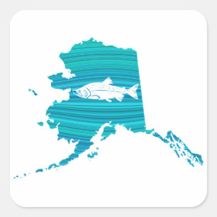 Alaska Wave Salmon Fishing Square Sticker