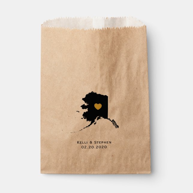 Alaska Wedding Favour Treat Sacks, Paper Gift Bags (Front)