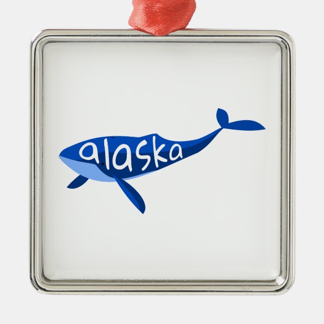 Alaska Whale Metal Tree Decoration (Front)