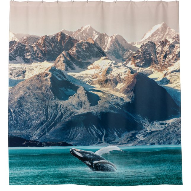 Alaska whale watching: boat excursion. shower curtain (Front)