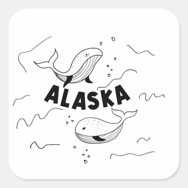 Alaska Whales Square Sticker (Front)