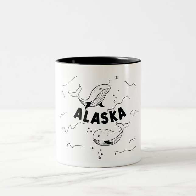 Alaska Whales Two-Tone Coffee Mug (Center)