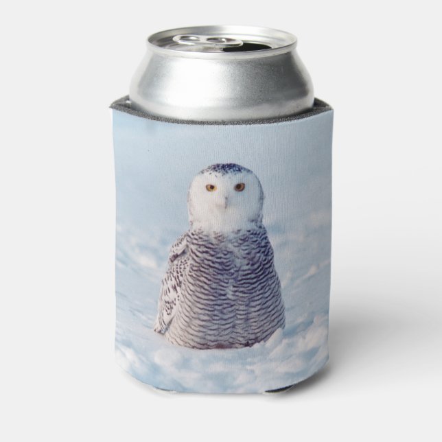 Alaska Winter Arctic Snowy Owl Can Cooler (Can Back)