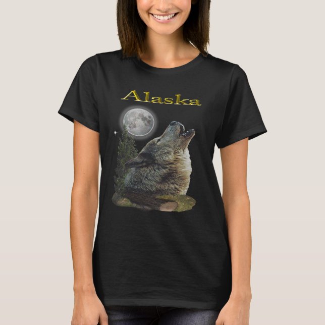 Alaska wolf and moon T-Shirt (Front)