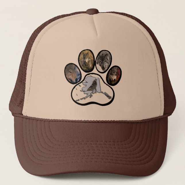 Alaska Wolf Paw Trucker Hat (Front)