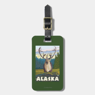 AlaskaCaribou in the Wild Vintage Travel Luggage Tag