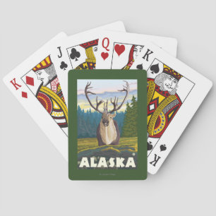 AlaskaCaribou in the Wild Vintage Travel Playing Cards