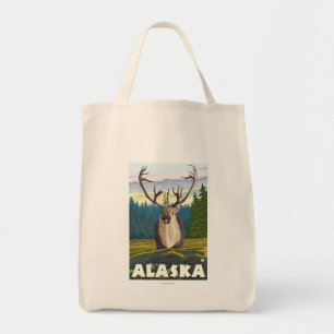 AlaskaCaribou in the Wild Vintage Travel Tote Bag
