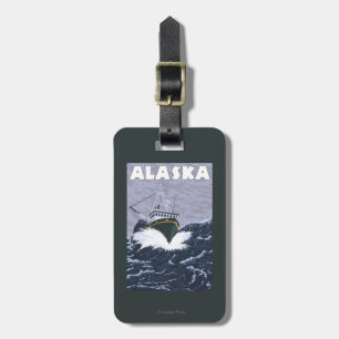 AlaskaCrab Boat Vintage Travel Poster Luggage Tag