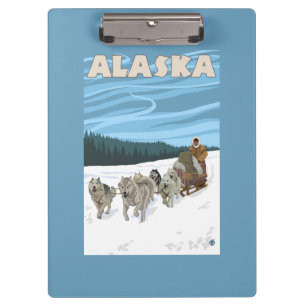 AlaskaDogsledding Vintage Travel Poster Clipboard