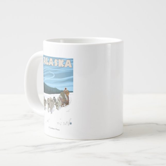 AlaskaDogsledding Vintage Travel Poster Large Coffee Mug (Front Left)