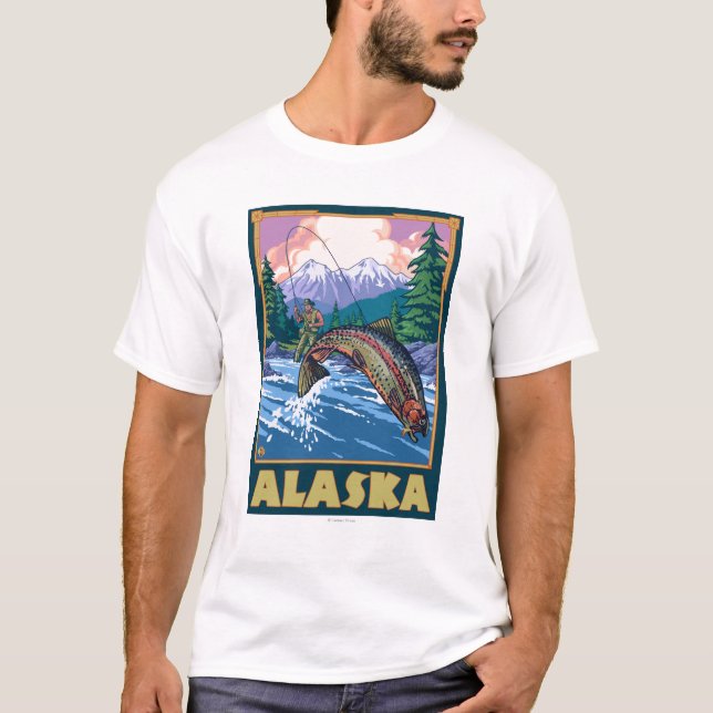 AlaskaFly Fishing Scene T-Shirt (Front)