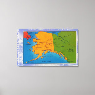 AlaskaGreetings From Alaska Map Canvas Print
