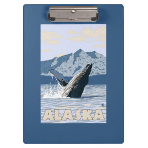 AlaskaHumpback Whale Vintage Travel Poster Clipboard