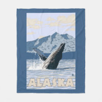 AlaskaHumpback Whale Vintage Travel Poster