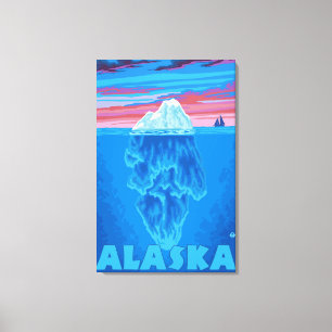 AlaskaIceberg Vintage Travel Poster Canvas Print