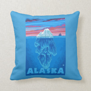 AlaskaIceberg Vintage Travel Poster Cushion