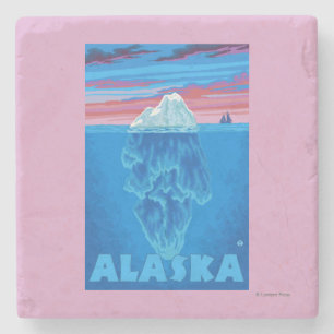 AlaskaIceberg Vintage Travel Poster Stone Coaster
