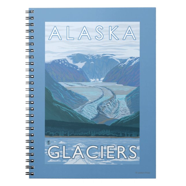 AlaskaLarge Glacier Scene Vintage Travel Spiral Notebook (Front)