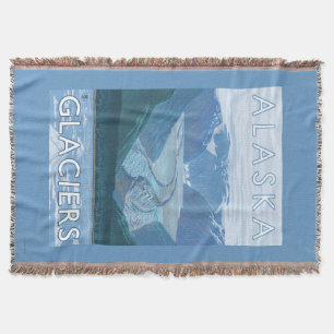 AlaskaLarge Glacier Scene Vintage Travel Throw Blanket