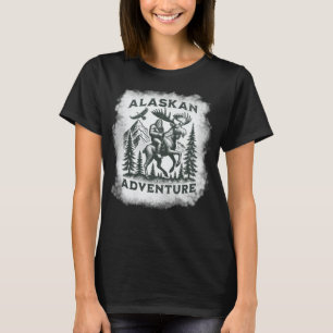 Alaskan Adventure Bigfoot Riding Moose Funny Outdo T-Shirt