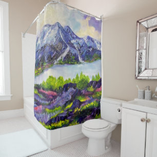 Alaskan Alpna Love mountains and flowers Shower Curtain