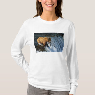 Alaskan Brown Bear Catching Salmon at Brooks T-Shirt