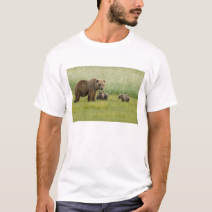 Alaskan Brown Bear Sow and three Cubs, Ursus T-Shirt
