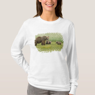 Alaskan Brown Bear Sow and three Cubs, Ursus T-Shirt