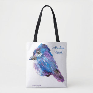 Alaskan Chick & Sunflower Blues Canvas Tote Bag
