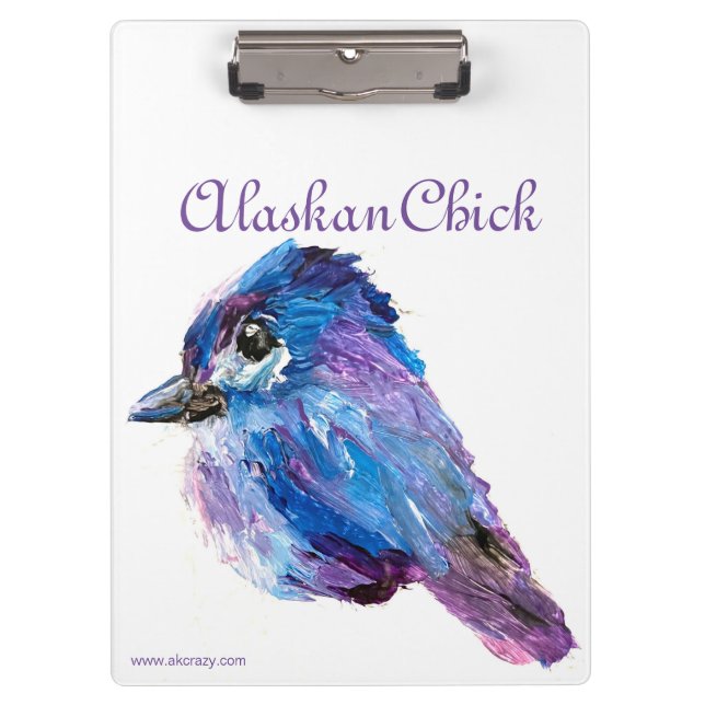 Alaskan Chick with Alaskan mountains Clipboard (Front)