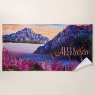 Alaskan Cotton Candy Mountain Beach Towel