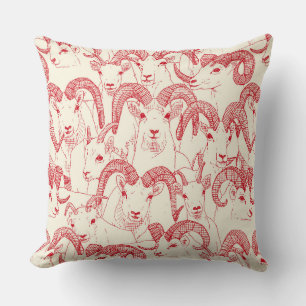 Alaskan Dall sheep vermilion red pearl Cushion