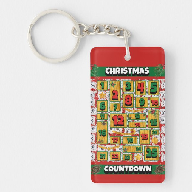 Alaskan Dog Countdown Christmas Advent Calendar Key Ring (Front)