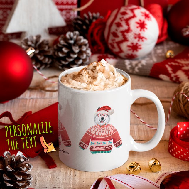 Alaskan Dog Wearing Ugly Sweater Xmas Dog Lover Coffee Mug (Creator Uploaded)